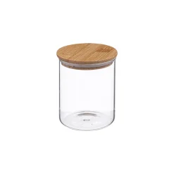 Conjunto de 3 frascos vidro 0,4l com suporte bambu