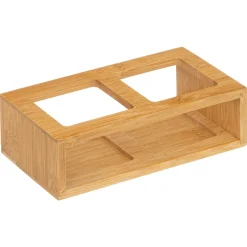 Conjunto de 2 galheteiros em vidro com suporte em bambu