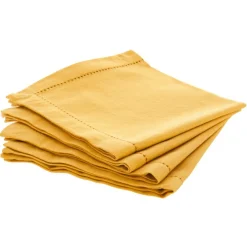 Conjunto de 4 guardanapos CHAMBRAY ocre em algodão