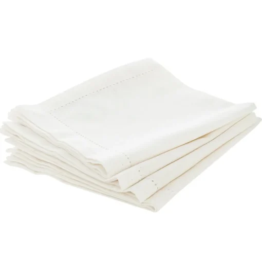 Conjunto de 4 guardanapos CHAMBRAY branco em algodão