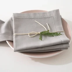 Conjunto de 4 guardanapos CHAMBRAY cinza em algodão