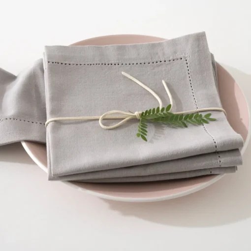 Conjunto de 4 guardanapos CHAMBRAY cinza em algodão