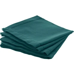 Conjunto de 4 guardanapos CHAMBRAY verde esmeralda em algodão