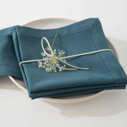 Conjunto de 4 guardanapos CHAMBRAY verde esmeralda em algodão
