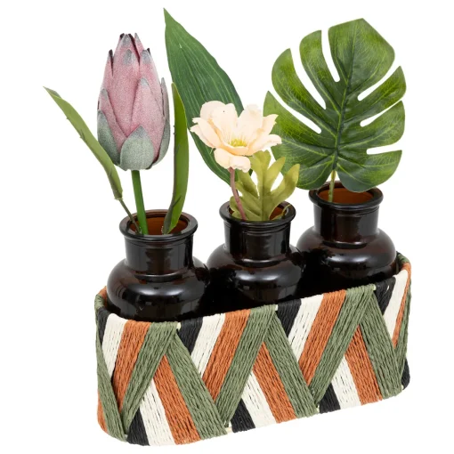 Conjunto de 3 jarras com flores KONI