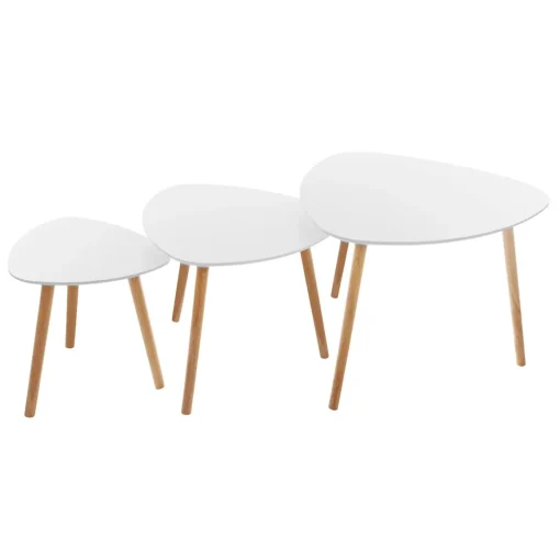 Conjunto de 3 mesas de apoio MILEO branco em madeira