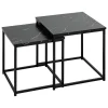 Conjunto de 2 mesas de apoio em mdf e metal preto JONES