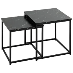Conjunto de 2 mesas de apoio em mdf e metal preto JONES