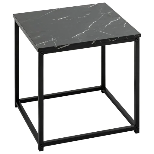 Conjunto de 2 mesas de apoio em mdf e metal preto JONES