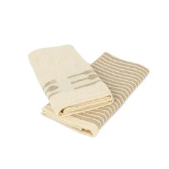Conjunto de 2 panos de cozinha BIO bege em algodão