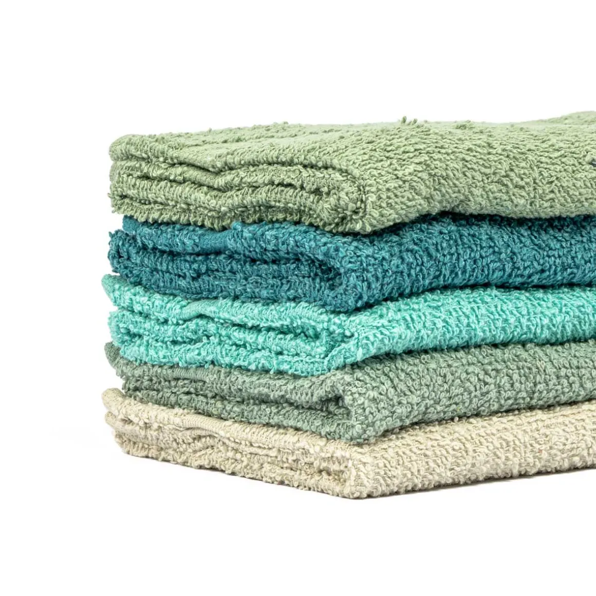 Conjunto de 5 panos de cozinha bege, verde e azul