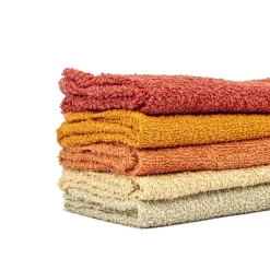 Conjunto de 5 panos de cozinha bege, vermelho e laranja