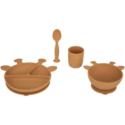 Conjunto de 4 peças de refeição ocre girafa em silicone