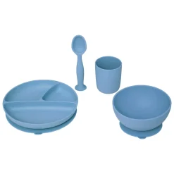 Conjunto De 4 Peças De Refeição Azul Em Silicone