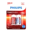 Conjunto de 6 pilhas alcalina Philips power life lr03