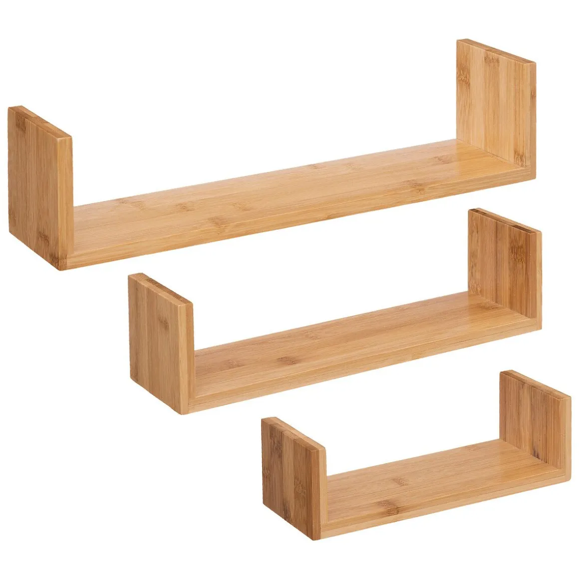 Conjunto de 3 prateleiras kit em bambu