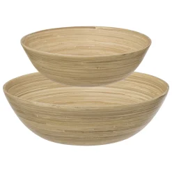 Conjunto de 2 saladeiras natural em bambu 24/30cm