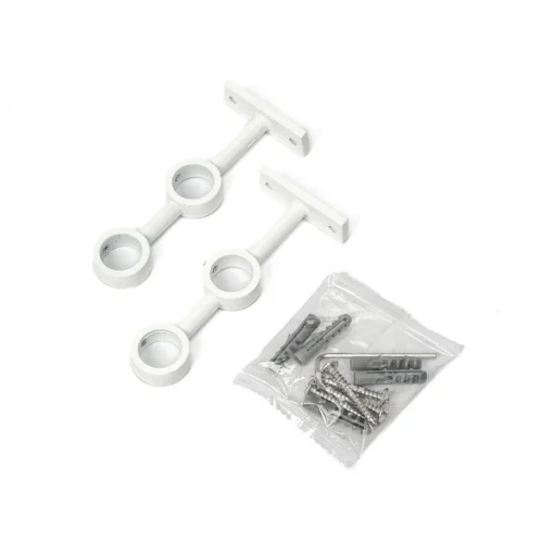 Conjunto de 2 suportes duplos branco para varão