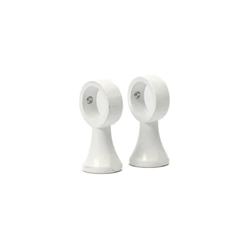 Conjunto de 2 suportes simples brancos para varão