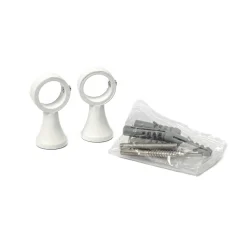 Conjunto de 2 suportes simples brancos para varão