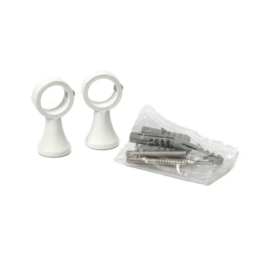Conjunto de 2 suportes simples brancos para varão