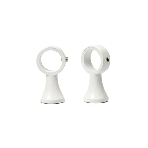 Conjunto de 2 suportes simples brancos para varão