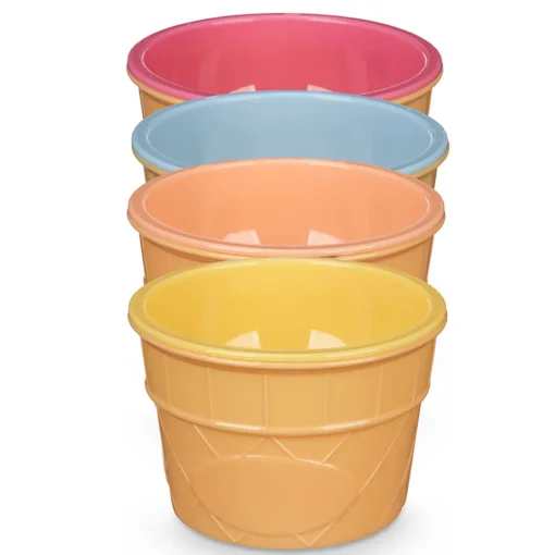Conjunto de 4 taças de gelado com colher