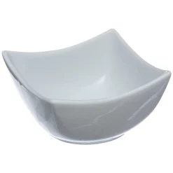 Conjunto de 3 taças em porcelana com tábua de bambu