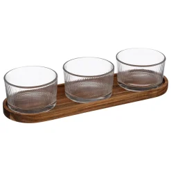 Conjunto de 3 taças nala para aperitivos com tábua