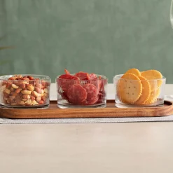 Conjunto de 3 taças nala para aperitivos com tábua
