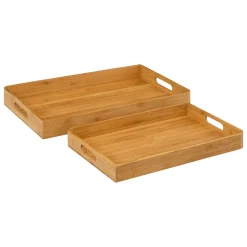 Conjunto de 2 tabuleiros de servir em bambu