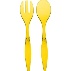 Conjunto de 2 talheres amarelo para salada