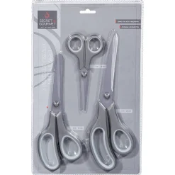 Conjunto de 3 tesouras multiusos cinza
