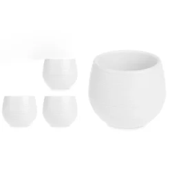 Conjunto de 3 vasos branco com reserva de água 15cm