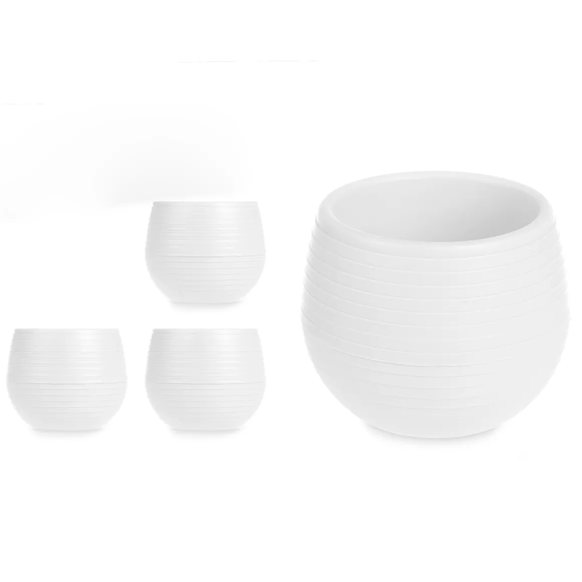 Conjunto de 3 vasos branco com reserva de água 15cm