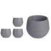 Conjunto de 3 vasos cinza com reserva de água 15cm