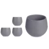Conjunto de 3 vasos cinza com reserva de água 7cm