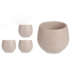 Conjunto de 3 vasos taupe com reserva de água 15cm