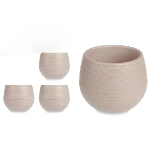 Conjunto de 3 vasos taupe com reserva de água 15cm