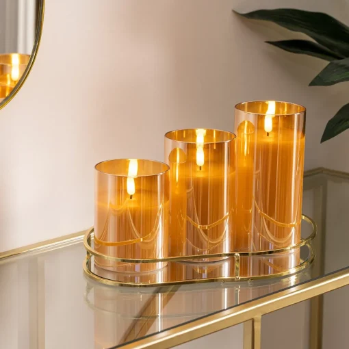 Conjunto de 3 velas led âmbar SENA