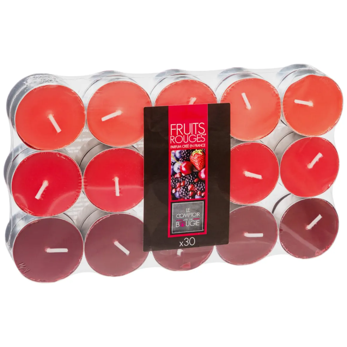 Conjunto de 30 velas tealights frutos vermelhos