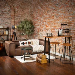 Conjunto de bar HAZEL mesa e 2 bancos em madeira e metal