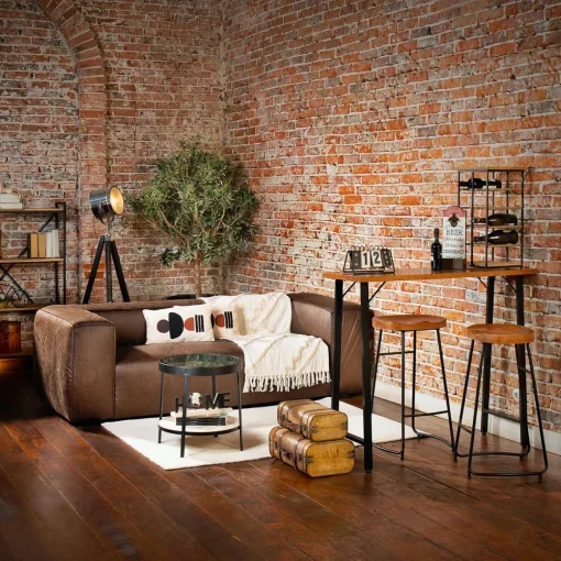 Conjunto de bar HAZEL mesa e 2 bancos em madeira e metal