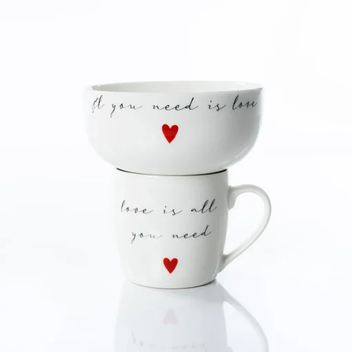 Conjunto de caneca e tigela LOVE