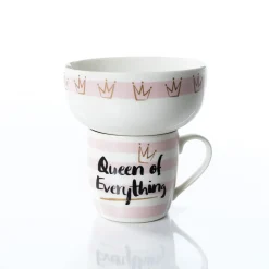 Conjunto de caneca e tigela queen