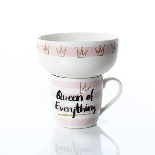 Conjunto de caneca e tigela queen