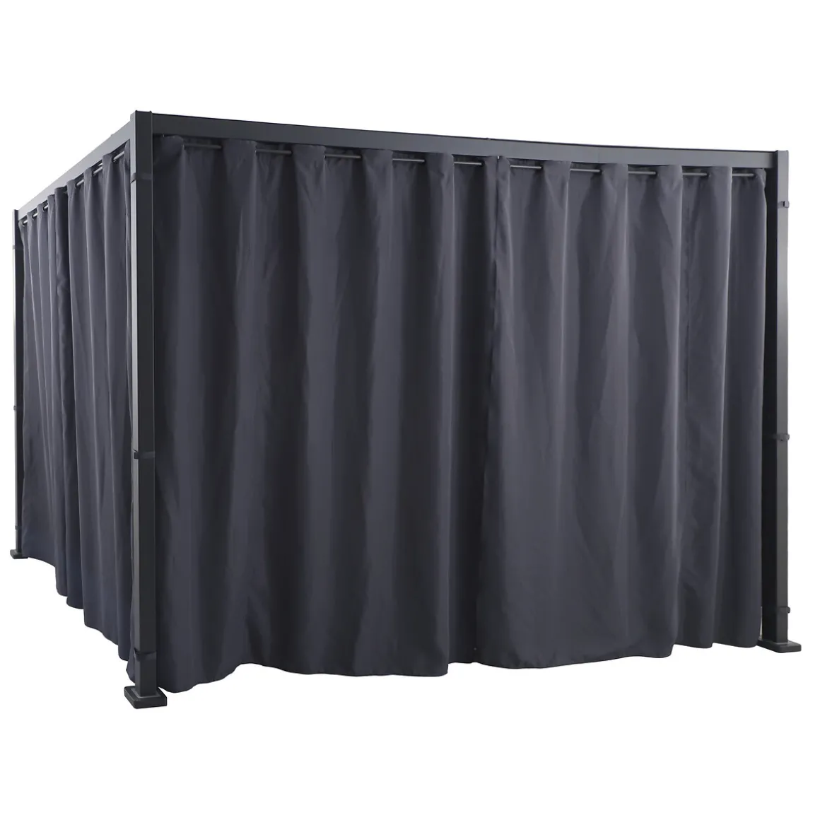 Conjunto de cortina e trilho para pérgola ZLYA preto 2,18m