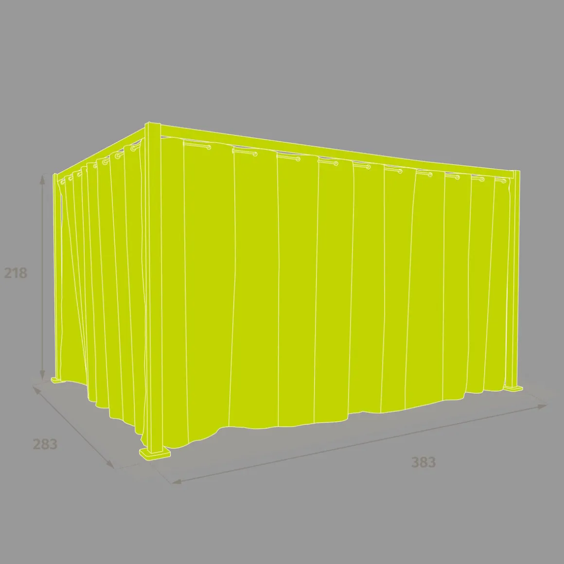 Conjunto de cortina e trlho para pérgola ZLYA cinza escuro 2,18m