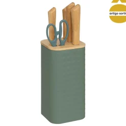 Conjunto de facas com suporte e tesoura