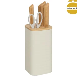 Conjunto de facas com suporte e tesoura